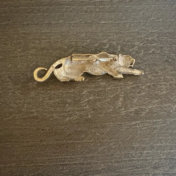 Vintage JJ Malone Gold Leopard Brooch 1980's - Picture 3 of 5